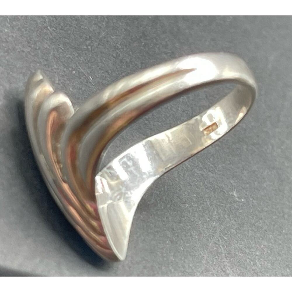Sterling Silver Ring Band Size 7.75 Marked 925 Modernist Design 6.20g Freeform - Picture 6 of 8